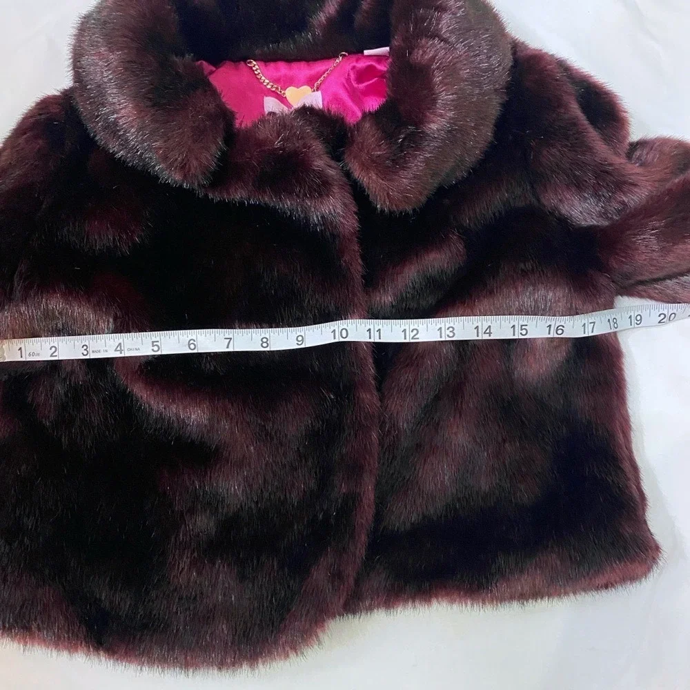 🆕baker by Ted Baker‎ Red Mahogany Faux Fur Shrug SZ 14 XL